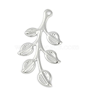 Iron Pendants, Leaf, Platinum, 36.5x19.5x1mm, Hole: 2mm(IFIN-R001-07P)