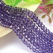 Imitation Austrian Crystal Bead Strands, Grade AAA, Faceted(32 Facets) Round, Medium Purple, 8mm, Hole: 0.9~1mm, about 50pcs/strand, 15.7 inch(G-M181-8mm-26A)