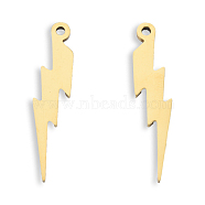 Ion Plating(IP) 201 Stainless Steel Pendants, Lightning Bolt, Real 18K Gold Plated, 32.5x7x1.5mm, Hole: 1.6mm(STAS-N098-120LG)