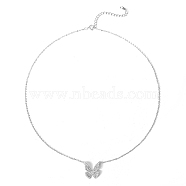 Elegant Delicate Sparkling Butterfly 925 Sterling Silver Cubic Zirconia Pendant Necklaces, Silver, 15.75 inch(40cm)(HO2662-2)