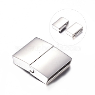 304 Stainless Steel Magnetic Clasps with Glue-in Ends, Rectangle, 21x16.5x4.5mm, Hole: 2.5x15mm(X-STAS-I011-15)