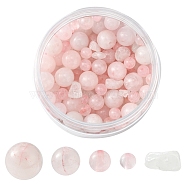 Natural Rose Quartz Round Beads Sets, Round & Chip, Mixed Dyed and Undyed, 4~10x4~10mm, Hole: 0.3~1mm(DIY-FS0003-80)