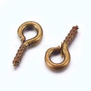 Iron Screw Eye Pin Peg Bails, DIY Metal Jewelry Supplies For Half Drilled Beads, Lead Free & Nickel Free, Antique Bronze, 8x4x1mm, Hole: 2mm
(X-E561Y-AB-FF)
