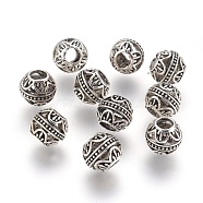 Tibetan Style Alloy European Beads, Rondelle, Antique Silver, 10~10.5x9.5mm, Hole: 4.5mm(PALLOY-P172-051)