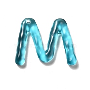 Transparent Resin Alphabet Pendants, Letter Charms, Letter.M, 41~45x33~52.5x8mm, Hole: 3.5mm(RESI-C028-02M)