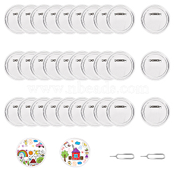 30Pcs Acrylic Button Badge Findings, Blank Picture Lapel Pin Settings, with Iron Pins, Flat Round, Clear, 75x8mm, Tray: 68mm(DIY-GL0004-29)