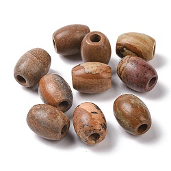 Natural Picture Jasper European Beads, Large Hole Beads, Barrel, 15~17x12~13.5mm, Hole: 4.5~5mm(G-F580-A03)