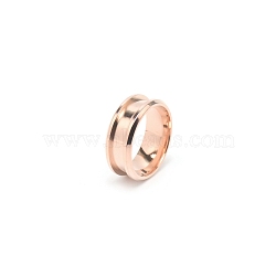 201 Stainless Steel Grooved Finger Ring Settings, Ring Core Blank, for Inlay Ring Jewelry Making, Rose Gold, Inner Diameter: 18mm, 8mm, Ring Groove: 4.3mm(STAS-TAC0002-57B-RG)