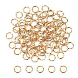 304 Stainless Steel Jump Rings, Open Jump Rings, Round Ring, Real 18K Gold Plated, 21 Gauge, 5x0.7mm, Inner Diameter: 3.6mm(STAS-R060-5x0.7)