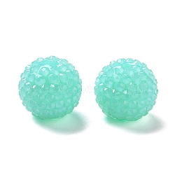 Chunky Resin Rhinestone Bubblegum Ball Beads, Round, Turquoise, 20x18mm, Hole: 3mm(RESI-S259-A04)