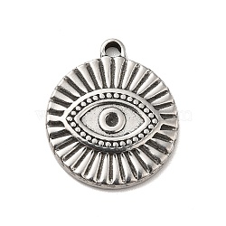 304 Stainless Steel Pendant Rhinestone Settings, Flat Round with Evil Eye, Stainless Steel Color, Fit for 1.6mm Rhinestone, 21.5x18.5x2mm, Hole: 2mm(STAS-I694-31P)