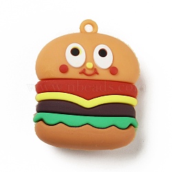 PVC Plastic Pendants, Imitation Food, Hamburger, Colorful, 43.5x34.5x18mm, Hole: 3mm(X-KY-D016-10)