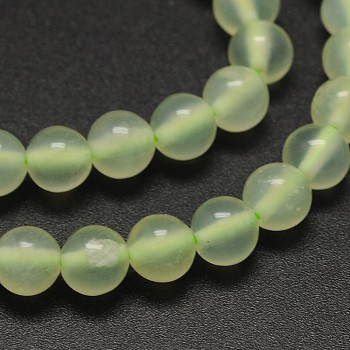 Natural New Jade Round Beads Strands, 8mm, Hole: 1mm, about 48pcs/strands, 15.5 inch