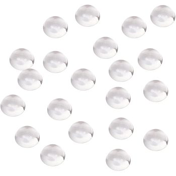 Clear Glass Cabochons, Transparent, Half Round Circle Flat Back for Jewelry and Cabochon Settings, Clear, 9.5~10mm, 5.5mm(Range: 5~6mm) thick