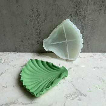 DIY Leaf Dish Tray Silicone Molds, Storage Molds, for UV Resin, Epoxy Resin Craft Making, White, 123x127x28mm