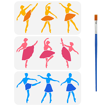 3Pcs 3 Styles Ethnic Style PET Hollow Out Drawing Painting Stencils, for DIY Scrapbook, Photo Album, Ballet, 300x150mm, 1pc/style