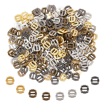 240pcs 4 Colors Rectangle Alloy Buckle, For Webbing, Strapping Bags, Garment Accessories, Mixed Color, 6x6x1mm, 60pcs/color