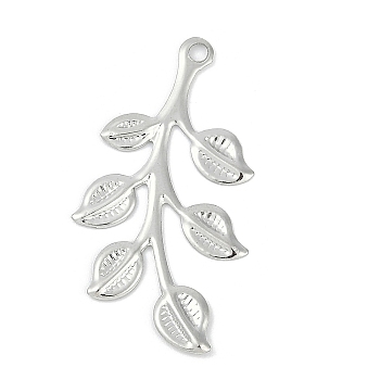 Iron Pendants, Leaf, Platinum, 36.5x19.5x1mm, Hole: 2mm