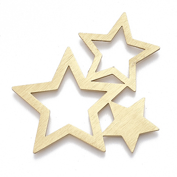 Aluminium Pendants, Laser Cut Pendants, Star, Golden, 42.5x43x1mm