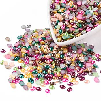 ABS Plastic Imitation Pearl Cabochons, Oval, Mixed Color, 8x6x2mm, about 657pcs/50g