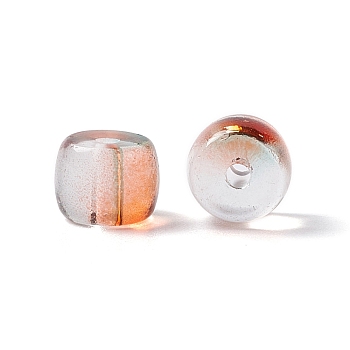 Transparent Glass Beads, Barrel, Orange, 7.5x6mm, Hole: 1.5mm
