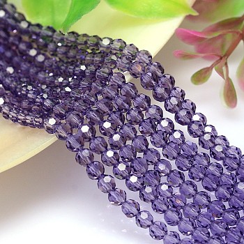 Imitation Austrian Crystal Bead Strands, Grade AAA, Faceted(32 Facets) Round, Medium Purple, 8mm, Hole: 0.9~1mm, about 50pcs/strand, 15.7 inch