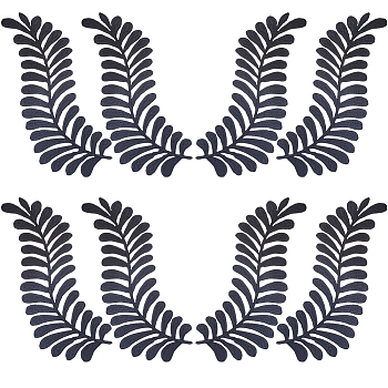 Computerized Embroidery Cloth Iron on/Sew on Patches, Leaf Cloth Appliques, Black, 195x60x1mm