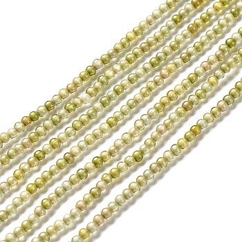 Cubic Zirconia Bead Strands, Round, Yellow Green, 2~2.5mm, Hole: 0.6mm, about 193pcs/strand, 14.57~15.08 inch (37~38.3cm)