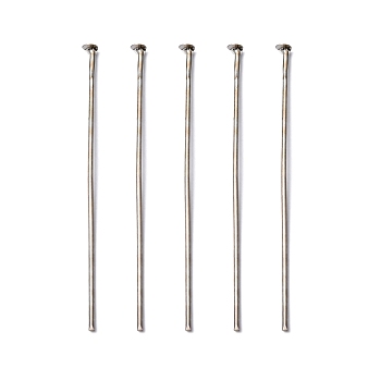 Iron Flat Head Pins, Cadmium Free & Lead Free, Platinum Color, Size: about 0.75~0.8mm thick(20 Gauge), 4.5cm long, Head: 2mm