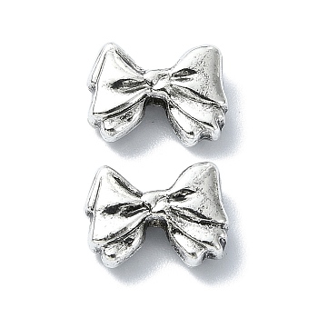 Tibetan Style Alloy Beads, Bowknot, Antique Silver, 9x12x4mm, Hole: 1.8mm, about 347pcs/500g