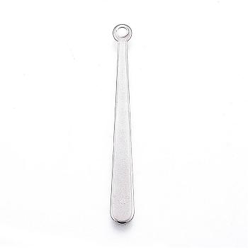 201 Stainless Steel Pendants, Sports Charms, Baseball Bat, Stainless Steel Color, 31x3.5x0.6mm, Hole: 1.5mm