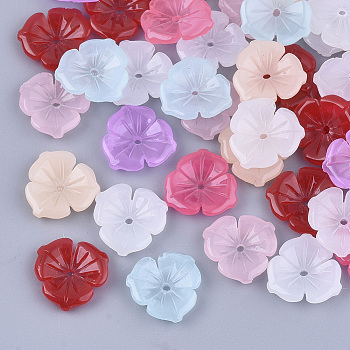 Resin Bead Caps, 3-Petal, Flower, Mixed Color, 11.5x11.5x2.5mm, Hole: 1mm
