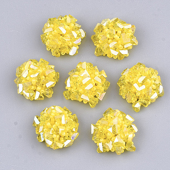 Glass Beads Cabochons, with Seed Beads and Iron Sieve Findings, Light Gold, Yellow, 20~23x11~14mm