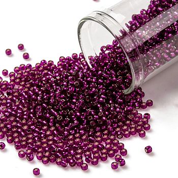 TOHO Round Seed Beads, Japanese Seed Beads, (2223) Silver Lined Dragonfruit, 11/0, 2.2mm, Hole: 0.8mm, about 1110pcs/bottle, 10g/bottle