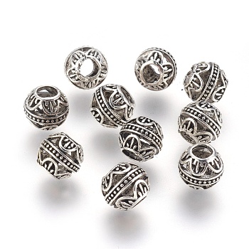Tibetan Style Alloy European Beads, Rondelle, Antique Silver, 10~10.5x9.5mm, Hole: 4.5mm