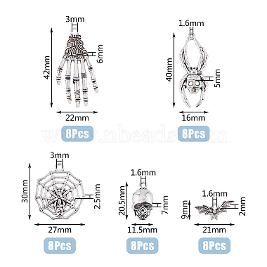 SUPERFINDINGS 40Pcs 5 Style Tibetan Style Alloy Pendants(FIND-FH0008-61)-2