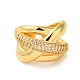 Brass Micro Pave Clear Cubic Zirconia Open Cuff Rings for Women(RJEW-A048-06G)-2