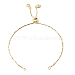 1MM Brass Box Chain Slider Bracelet Making, with Clear Cubic Zirconia Sun Charms, Rack Plating, Long-Lasting Plated, Lead Free & Cadmium Free, Real 18K Gold Plated, 9.45 inch(24cm), Hole: 2mm(MAK-K024-08G)