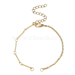 Brass Bar Link Chain & 304 Stainless Steel Cable Chain Bracelet Making, Golden, 6-1/4 inch(15.8cm)(AJEW-JB01421-01)