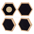 Hexagon Wood Coin Boxes, with Base, Commemorative Coin Collection Supplies, Sandy Brown, 91x104x17mm, Inner Diameter: 46x40mm(CON-WH0089-129)