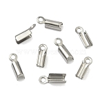 Tarnish Resistant 304 Stainless Steel Folding Crimp Ends, Fold Over Crimp Cord Ends, Stainless Steel Color, 8x2.5x2mm, Hole: 1mm(STAS-R063-28)