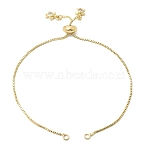 1MM Brass Box Chain Slider Bracelet Making, with Clear Cubic Zirconia Turtle Charms, Rack Plating, Long-Lasting Plated, Lead Free & Cadmium Free, Real 18K Gold Plated, 9.45 inch(24cm), Hole: 2mm(MAK-K024-05G)