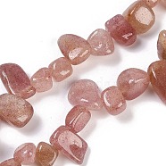 Natural Strawberry Quartz Nuggets Beads Strands, 7.5~11.5x9~13x4~6.5mm, Hole: 0.8~1mm, about 62~68pcs/strand, 14.96~15.55''(38~39.5cm)(G-B125-A21-01)