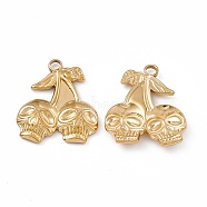 Ion Plating(IP) 304 Stainless Steel Pendants, Skull Charm, Real 18K Gold Plated, 25x21.5x3mm, Hole: 3mm(STAS-B031-06G)