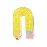 Acrylic Pendants, with Glitter Powder, Pencil, Yellow, 52.5x30x2mm, Hole: 1.8mm(OACR-H113-01D)