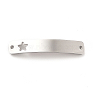 Tarnish Resistant 304 Stainless Steel Connector Charms, Curve Rectangle with Pattern, Stainless Steel Color, Star, 30x6x0.8mm, Hole: 1.5mm(STAS-G294-03P-04)