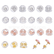 80Pcs 4 Colors Brass Ear Nuts, with Silicone Finding, Half Round, Mixed Color, 5x5x4mm, Hole: 0.8mm, 20pcs/color(FIND-CA0006-32)