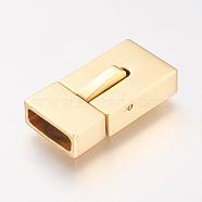 304 Stainless Steel Magnetic Clasps, Ion Plating (IP), Rectangle, Golden, 23x12x6mm, Hole: 3x10mm(STAS-I045-04-G)