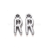 Tibetan Style Alloy Pendants, Cadmium Free & Lead Free, Letter R, R: 16x6.5x2mm, Hole: 2mm, about 1230pcs/1000g(TIBE-S108-108R-AS-RS)