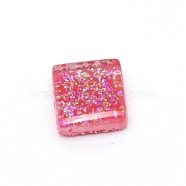 Glitter Glass Cabochons, Mosaic Tiles, for Home Decoration or DIY Crafts, Square, Pale Violet Red, 10x10x4mm, 171pcs/171g(GLAA-WH0018-91N)